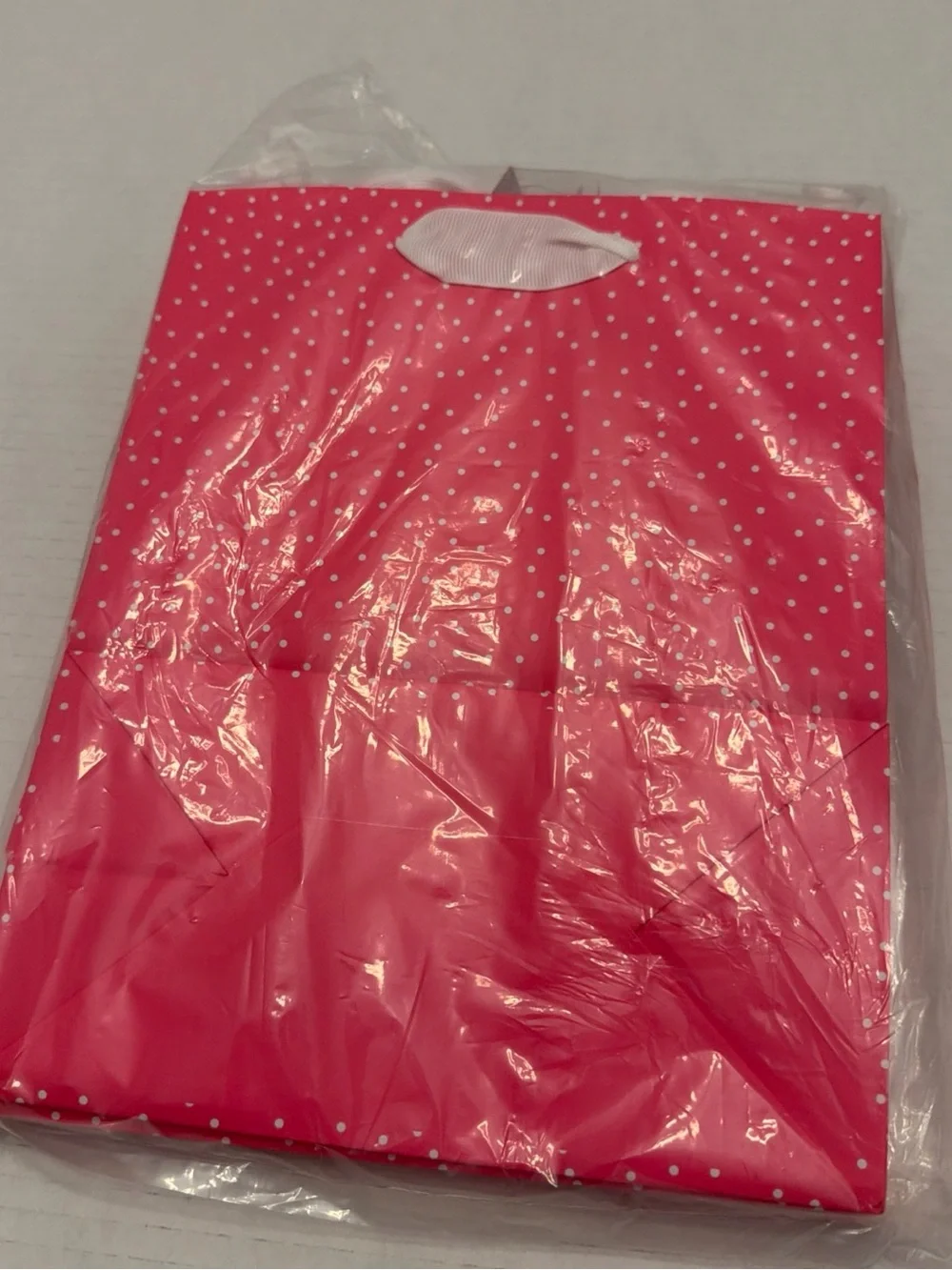 8 X Sugar Paper  Small Gift Bag Hot Pink + White Polka Dots 9.7